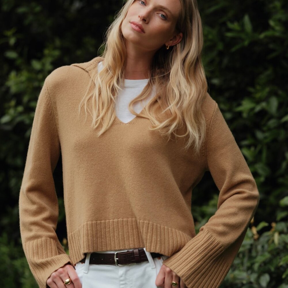 Jenni Kayne Frances Polo Sweater (Camel)